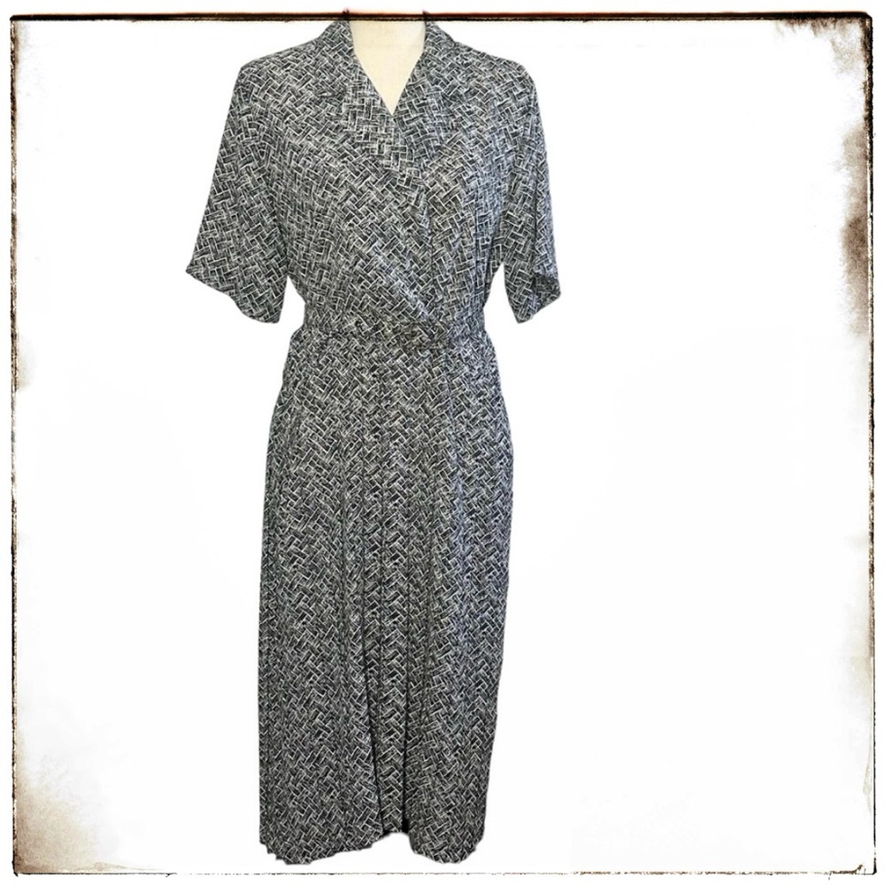 Items Dress 10 Vintage Woven Pattern Blue Midi